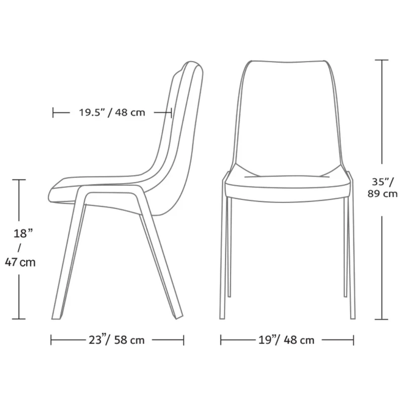 Chaise de salle à manger rembourrée en cuir noir - Kool