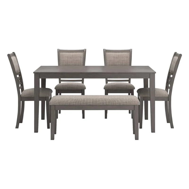 Ensemble de table à manger avec 4 chaises et 1 banc rembourrés - Wrenning