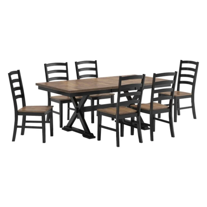 Ensemble de salle à manger avec 6 chaises en bois bicolore - Wildenauer