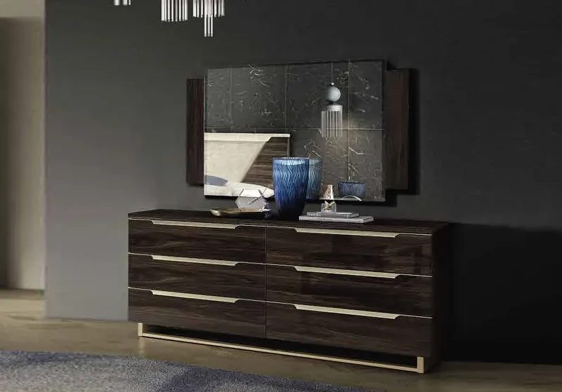 Chambre complète capitonné noyer LADY