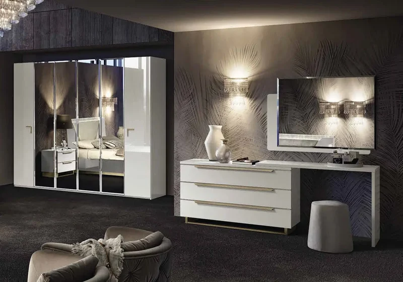 Chambre complète capitonné blanc LADY