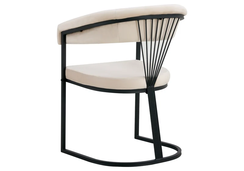Fauteuil de table velours beige pieds luge noir - Siam x2