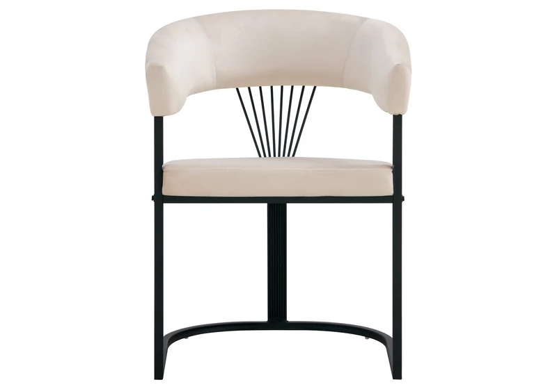 Fauteuil de table velours beige pieds luge noir - Siam x2