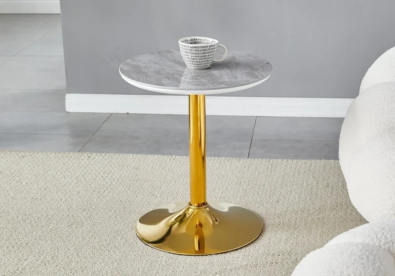 Petite table dorée céramique marbre blanc - Boye