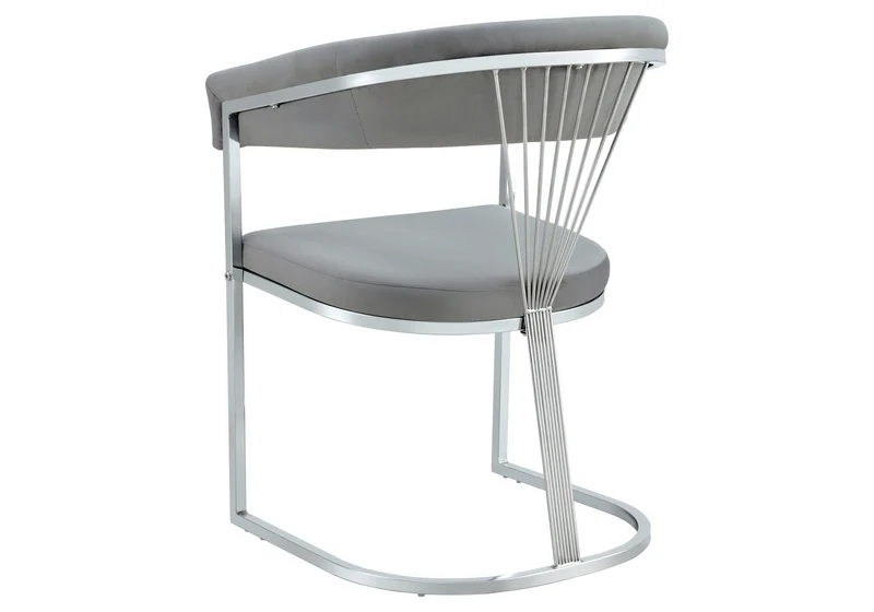 Fauteuil de table velours gris pieds luge chromé - Siam x2