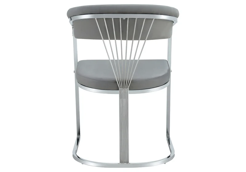 Fauteuil de table velours gris pieds luge chromé - Siam x2