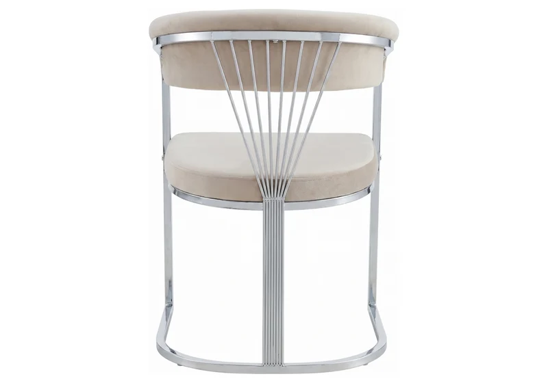 Fauteuil de table velours taupe pieds luge chromé - Siam x2