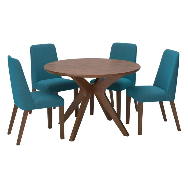 Ensemble de salle à manger avec 4 chaises rembourrées en tissu - Lyncott