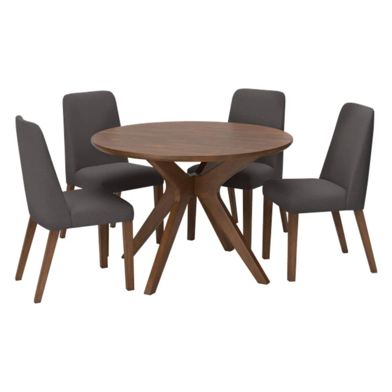 Ensemble de salle à manger avec 4 chaises rembourrées en tissu - Lyncott