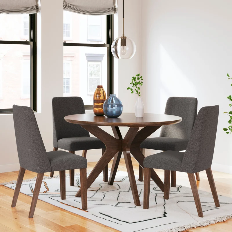 Ensemble de salle à manger avec 4 chaises rembourrées en tissu - Lyncott