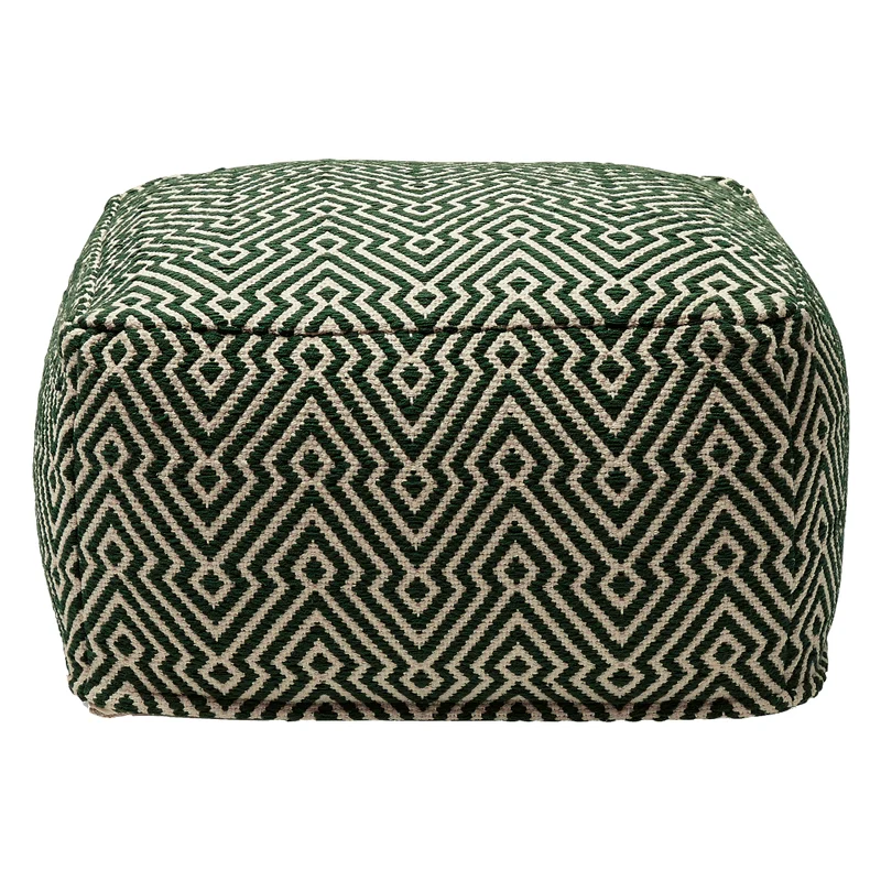 Ottoman en tissu vert et ivoire - Abacy