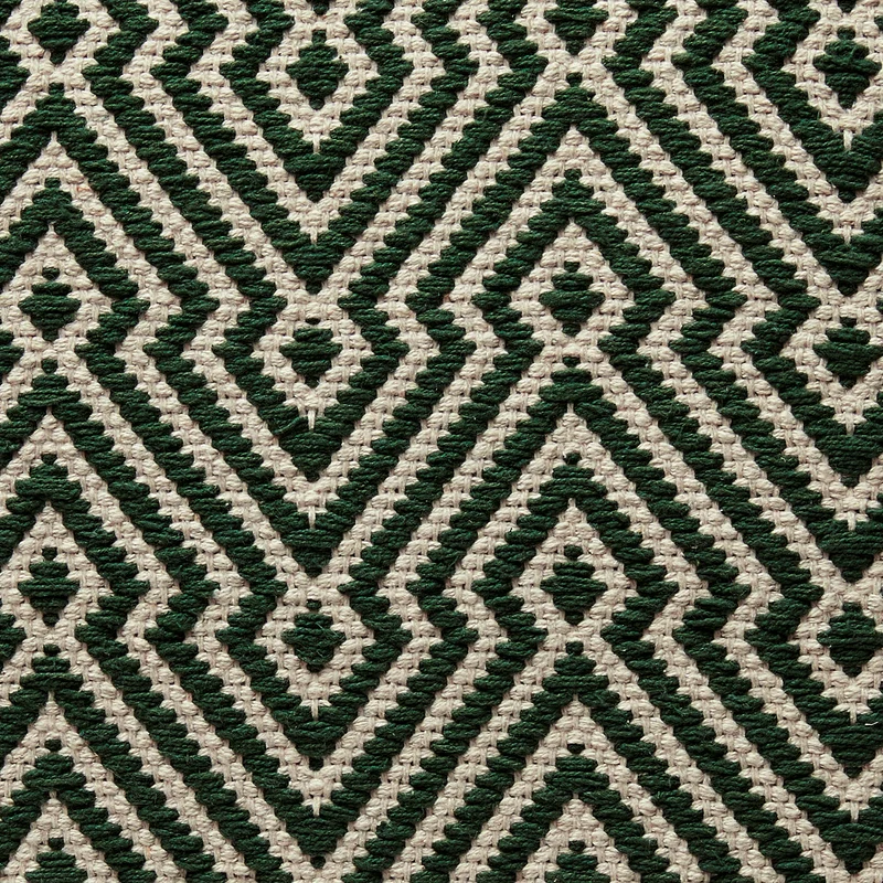 Ottoman en tissu vert et ivoire - Abacy