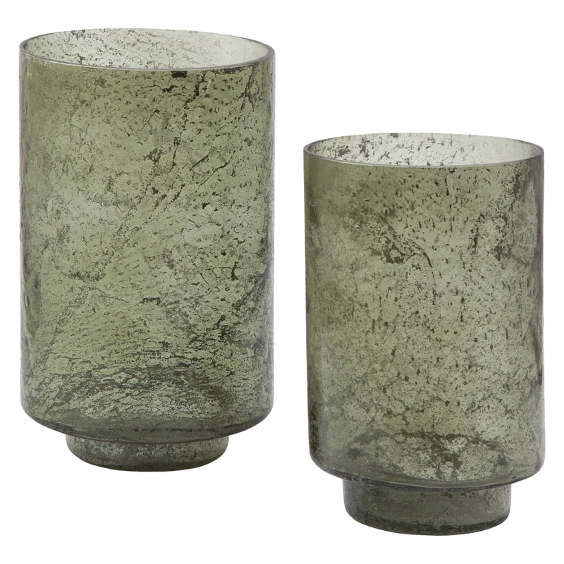 Ensemble de 2 bougeoirs en verre vert - Clarkton