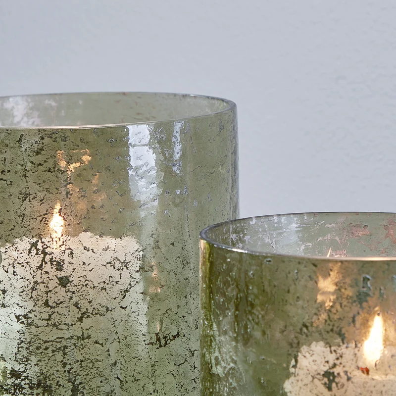 Ensemble de 2 bougeoirs en verre vert - Clarkton