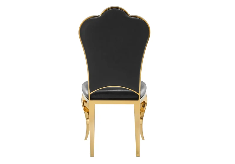 Chaises baroques médaillon en simili noir doré - Udo x4