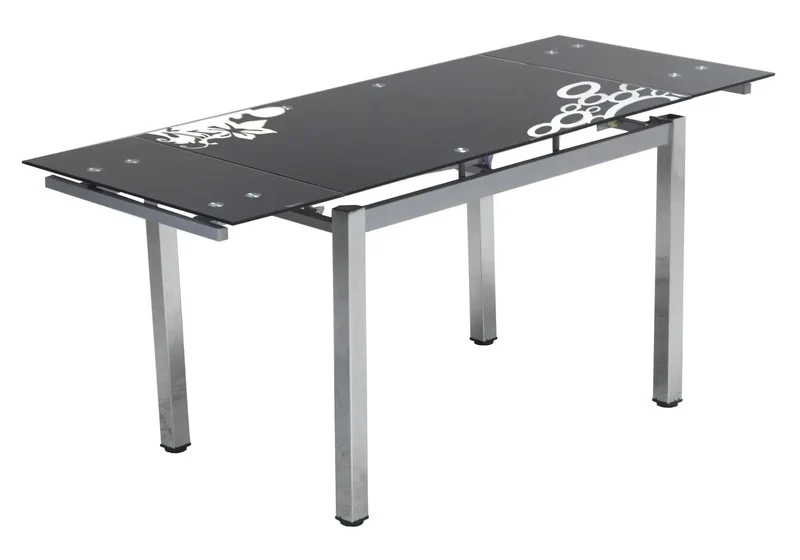Table manger rallonge chromé noir - Fly