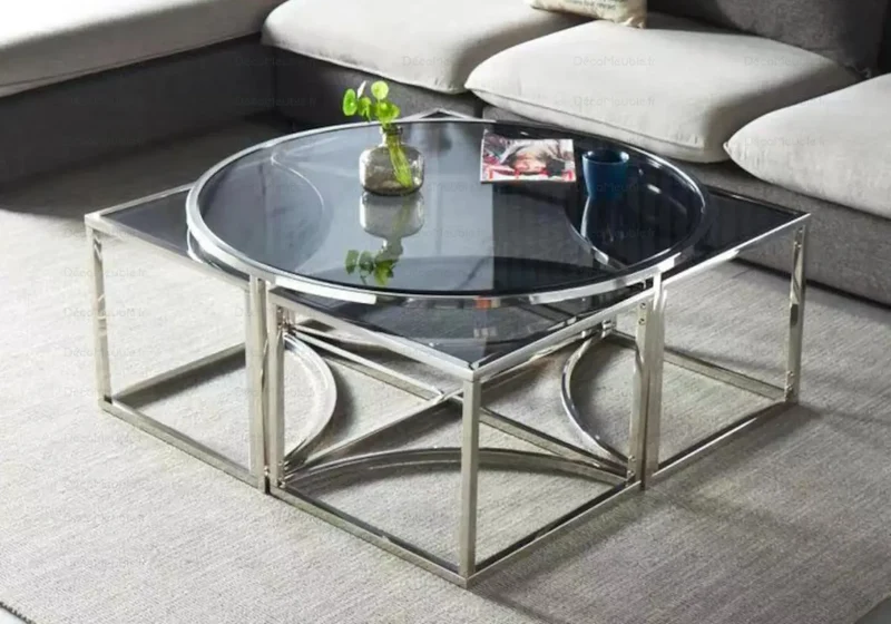 Tables gigognes rondes design noir PIO