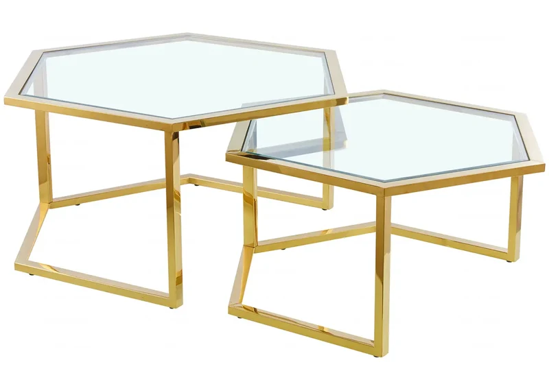 Tables gigognes dorées verre blanc - Giana