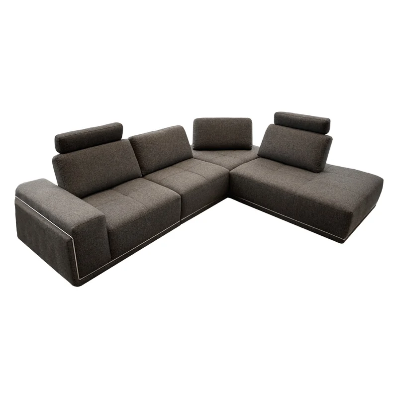 Sectionnel en tissu gris avec dossiers amovibles - KF.2606