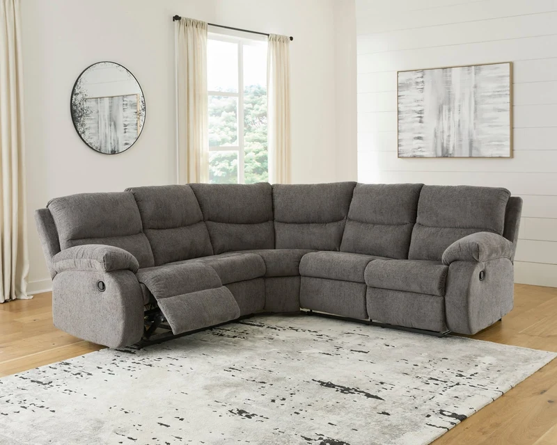 Sectionnel inclinable 2 pièces en tissu gris étain - Museum