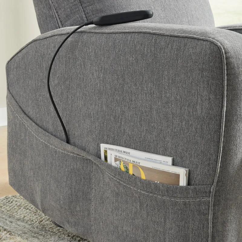 Fauteuil lève-personne inclinable motorisé en tissu gris avec siège chauffant et massant - Starganza
