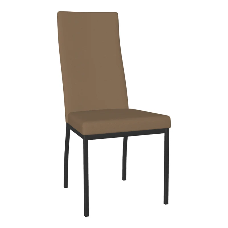 Chaise de salle à manger rembourrée en tissu brun - Curve