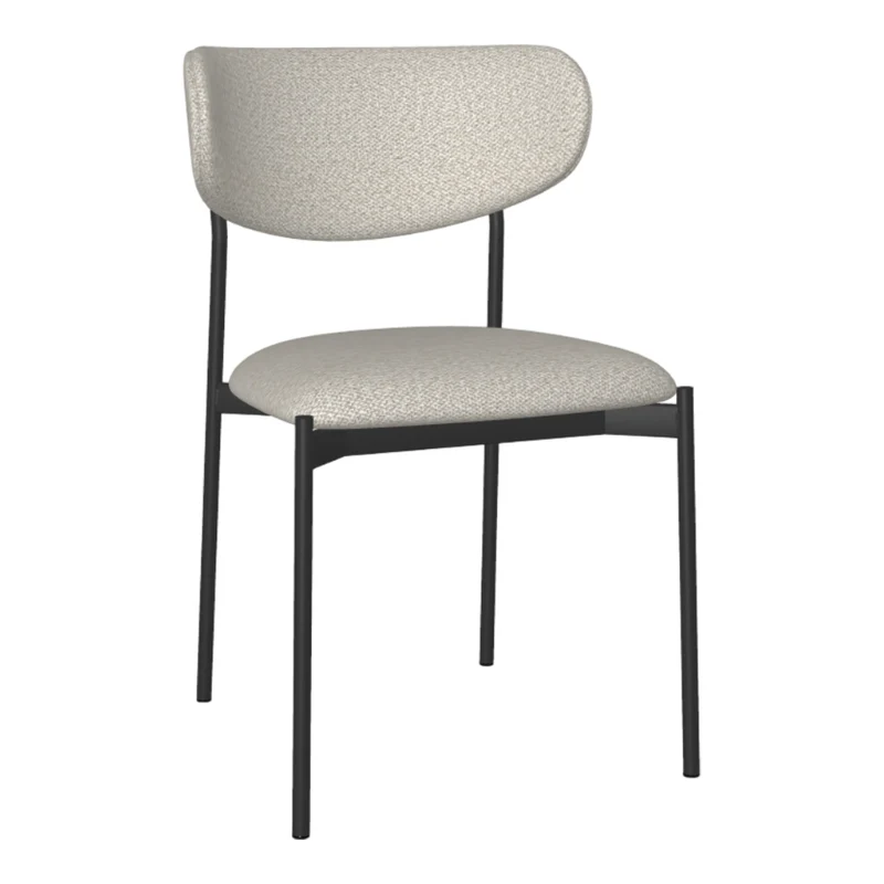 Chaise de salle à manger rembourrée en tissu ivoire - Wyatt
