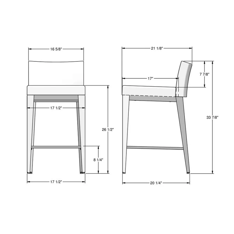 Tabouret de comptoir en métal noir avec assise rembourrée aspect cuir gris pâle - Ethan