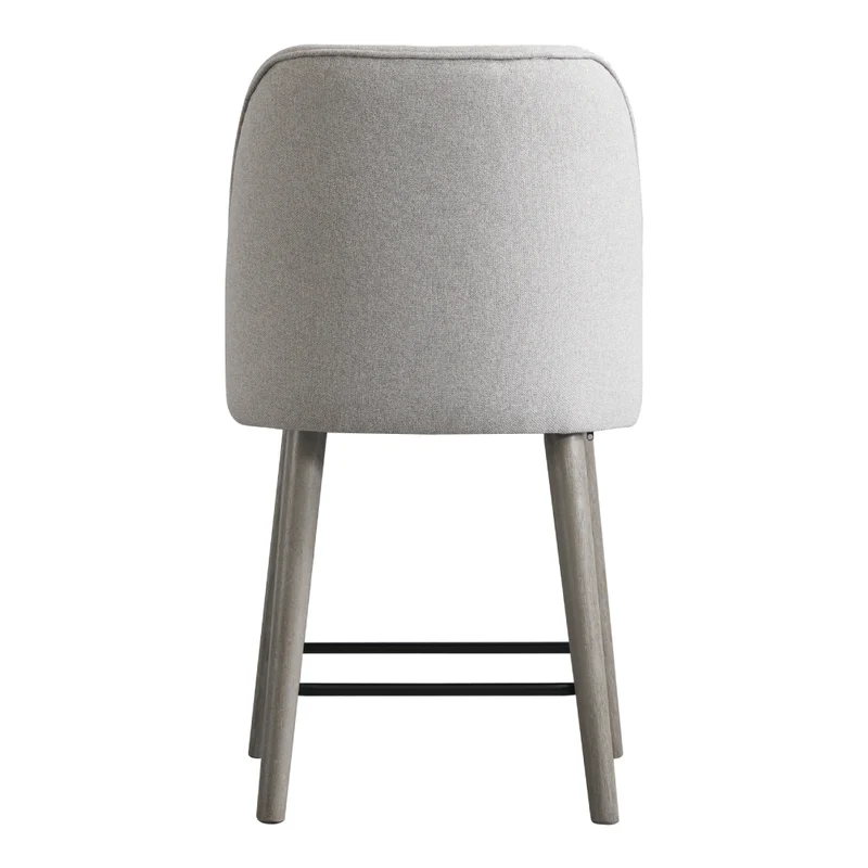 Ensemble de 2 tabourets de bar rembourrés en tissu texturé gris pâle - Ronstyne