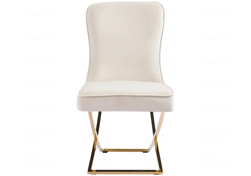 Chaises velours beige doré avec anneau - Ursi x2