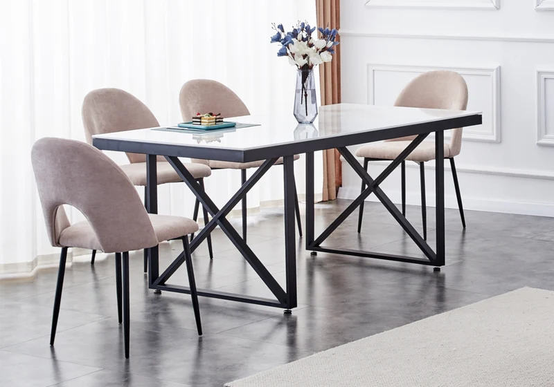 Chaise dossier ouvert en velours taupe - Talia x4