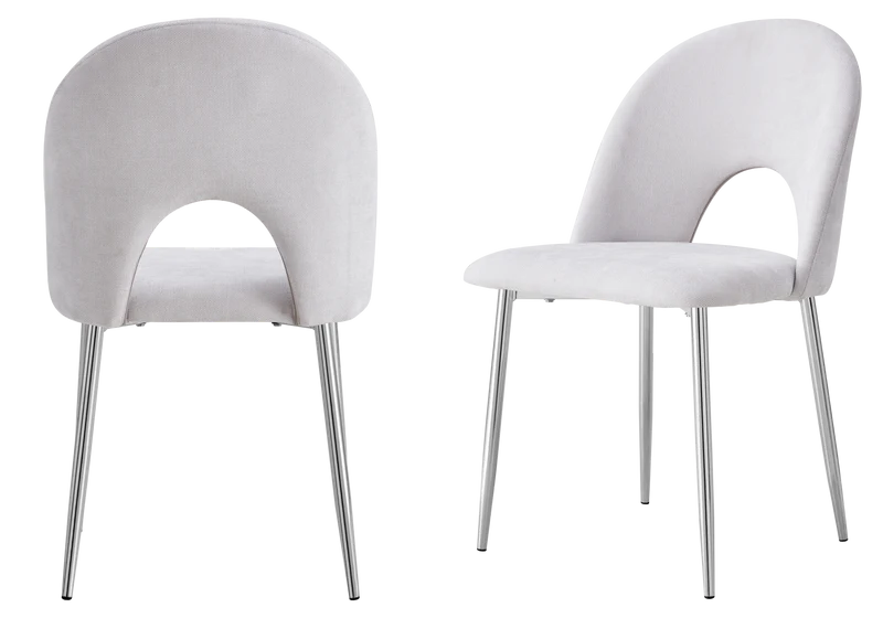 Chaise dossier ouvert en tissu chenille gris clair - Talia x4