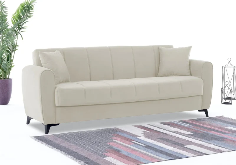Canapé Turc Pas Cher - Lit & Coffre de Rangement - Velours Rose LARA