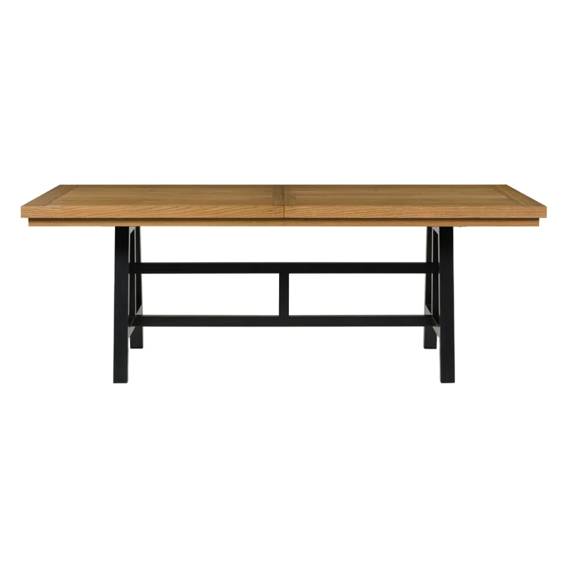 Table de salle à manger extensible en bois/placage de chêne rustique - Galliden