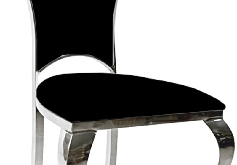 Chaises baroques médaillon en simili noir argenté - Udo x4
