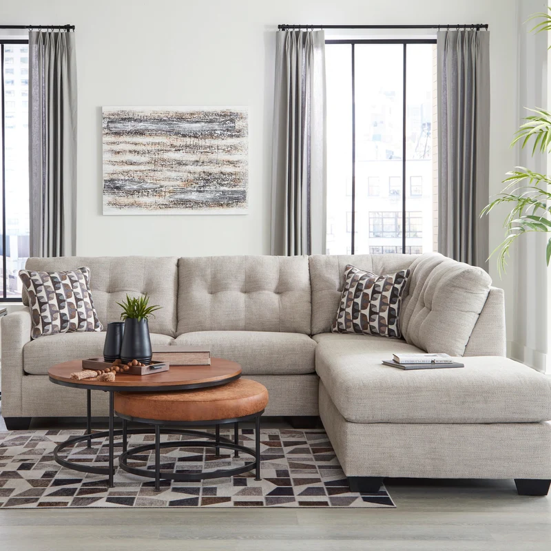 Sectionnel 2 pièces surdimensionné en tissu avec chaise longue - Mahoney