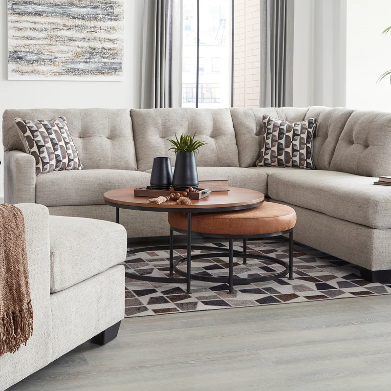 Sectionnel 2 pièces surdimensionné en tissu avec chaise longue - Mahoney