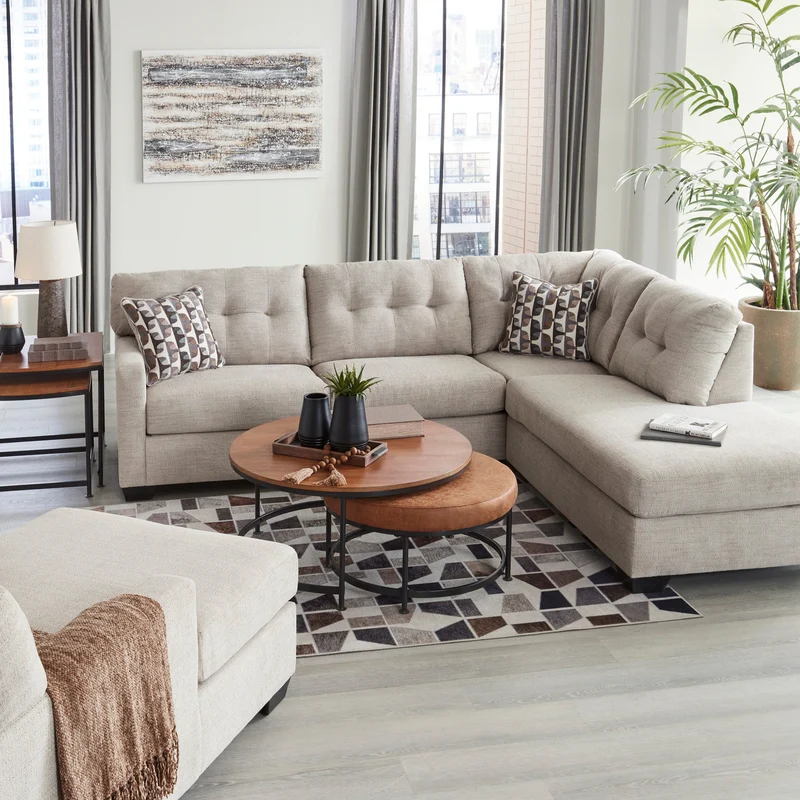 Sectionnel 2 pièces surdimensionné en tissu avec chaise longue - Mahoney