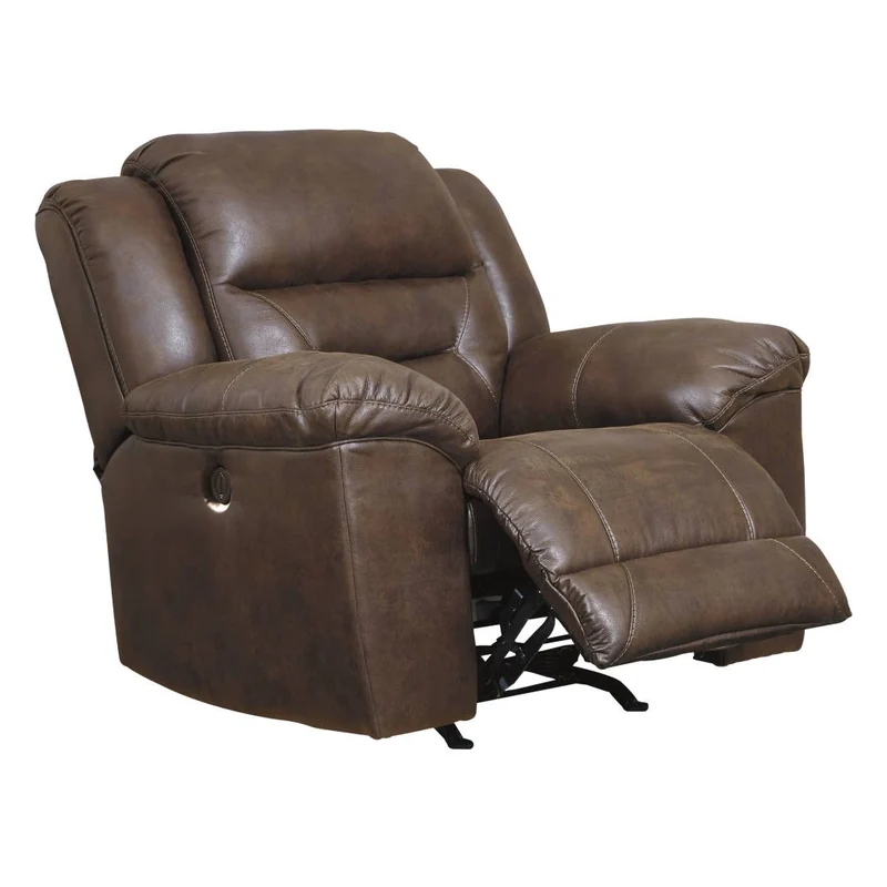 Fauteuil berçant et inclinable motorisé aspect cuir - Stoneland
