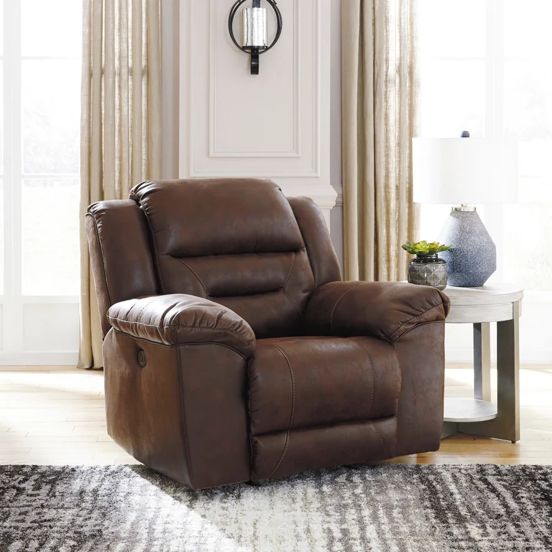 Fauteuil berçant et inclinable motorisé aspect cuir - Stoneland