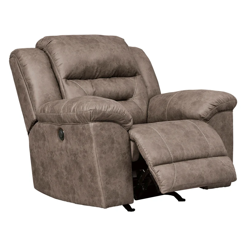 Fauteuil berçant et inclinable motorisé aspect cuir - Stoneland