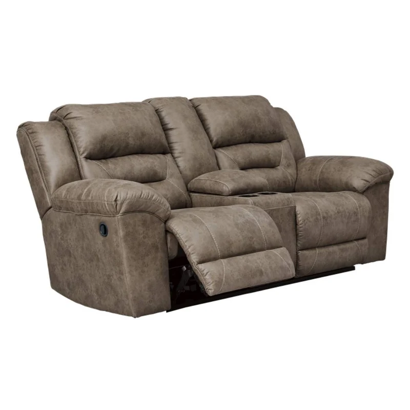 Causeuse inclinable aspect cuir avec console - Stoneland