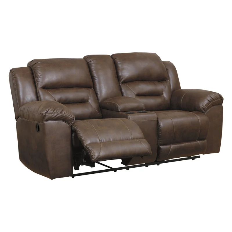 Causeuse inclinable aspect cuir avec console - Stoneland