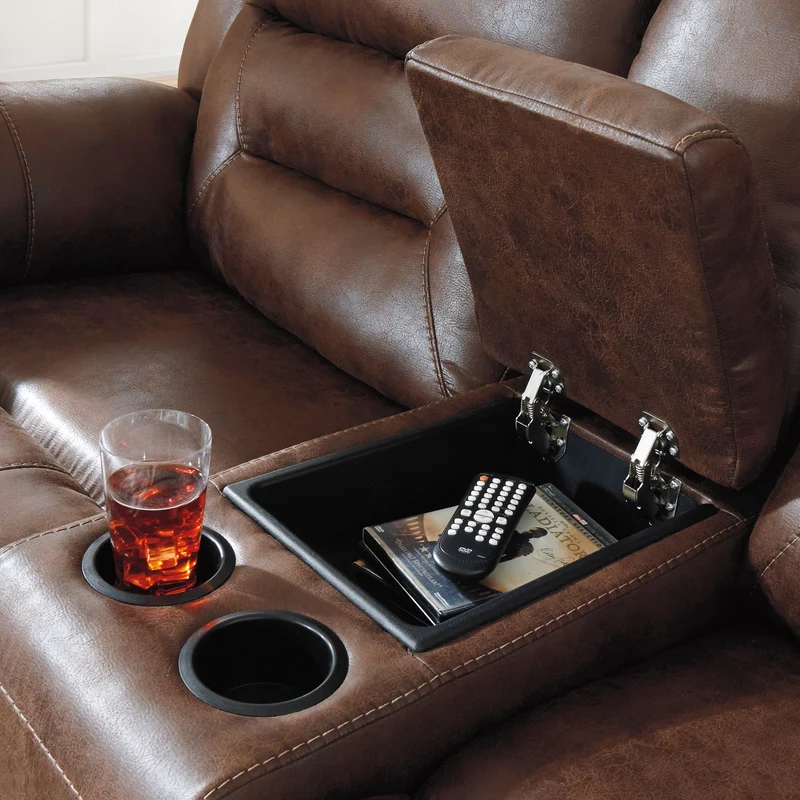 Causeuse inclinable aspect cuir avec console - Stoneland