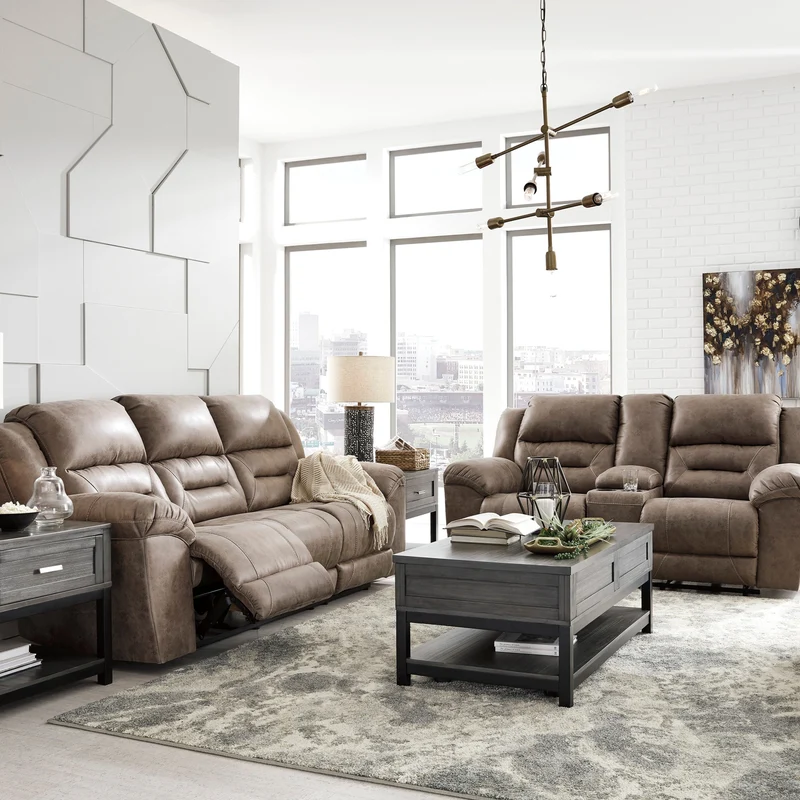 Sofa inclinable motorisé aspect cuir - Stoneland