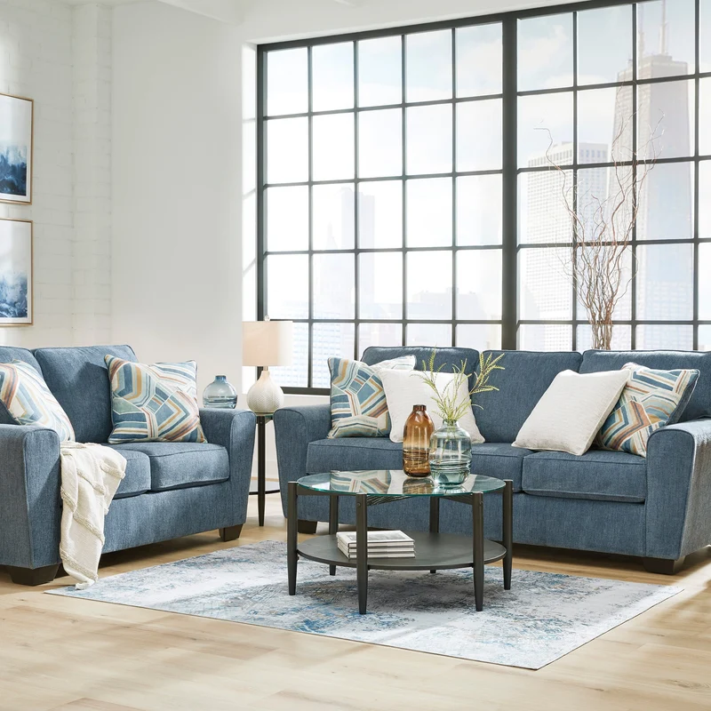 Sofa en tissu texturé avec coussins - Cashton