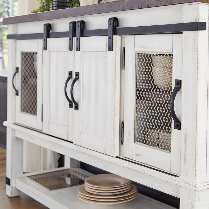 Serveur en bois/placage de pin bicolore avec 4 portes - Valebeck