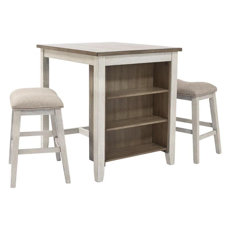 Ensemble de salle à manger style bistro avec 2 tabourets rembourrés - Skempton