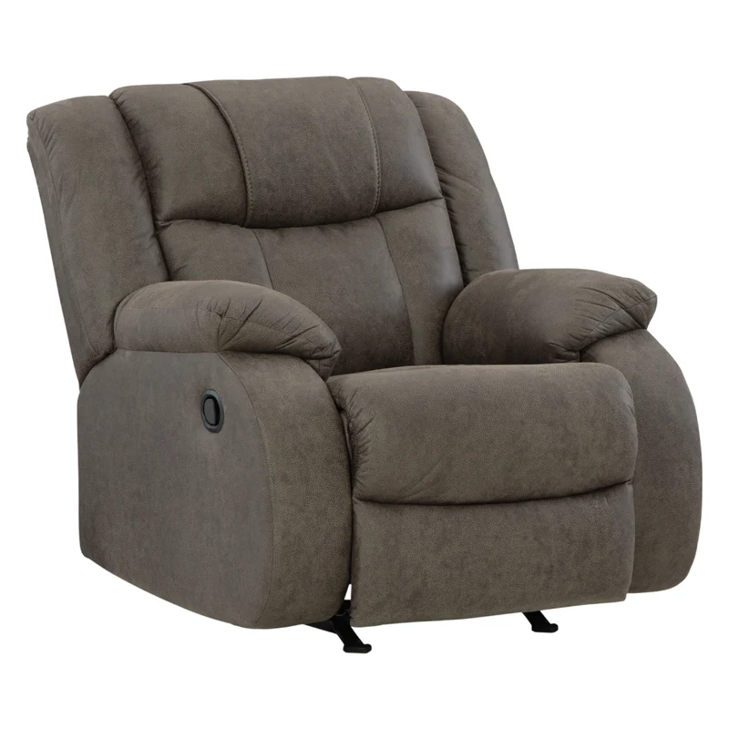 Fauteuil berçant et inclinable aspect cuir brun - First Base