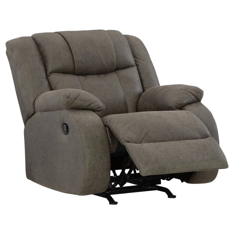 Fauteuil berçant et inclinable aspect cuir brun - First Base